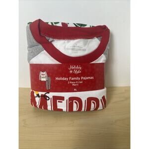 NWT Holiday Style Family Pajamas 2 Piece PJ Set Men’s Size XL MERRY & BRIGHT